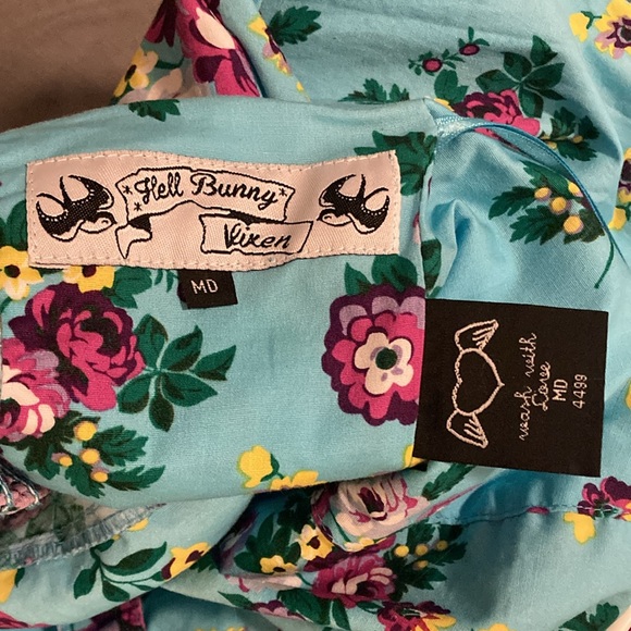 Hell Bunny Blue Floral Dress👗 - Picture 2 of 5
